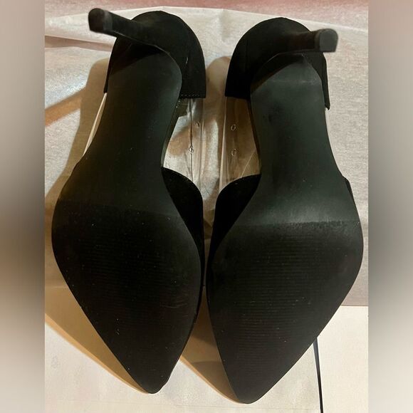 Abound Alana Pointed Faux Suede&Clear Side Pointy Heels Black Size 7 Almost New - Picture 5 of 6